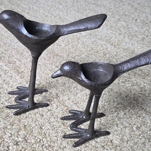 Heavy Iron Metal Bird Votive Candle Holders